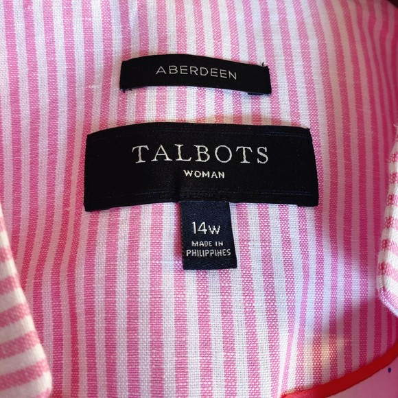 Talbots Aberdeen Linen Blend Pink and White Stripe Women's Blazer, Size 14W - Picture 8 of 11